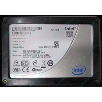Нерабочий SSD 40Gb Intel SSDSA2M040G2GC 2.5" FW:02HD SA: E87243-203 (Люберцы)